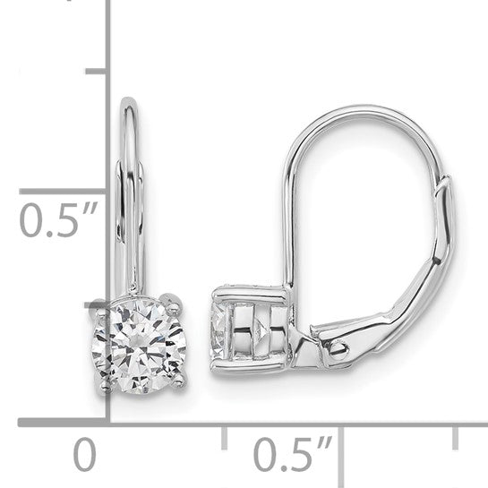 Sterling Silver CZ Leverback Earrings