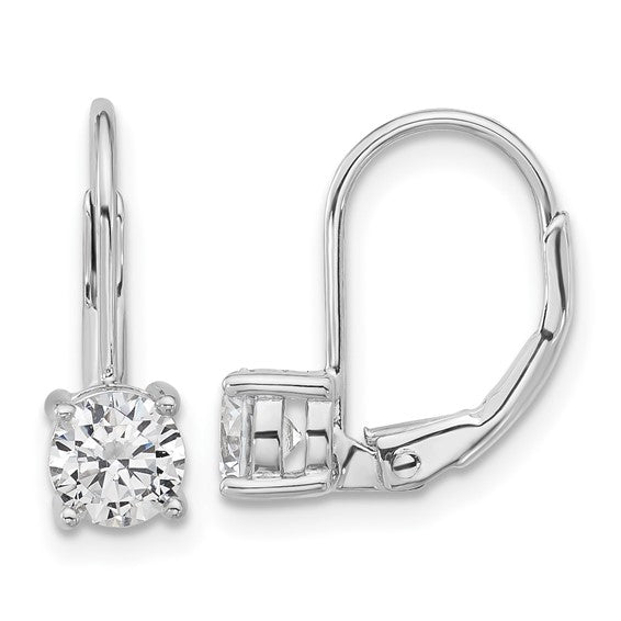 Sterling Silver CZ Leverback Earrings