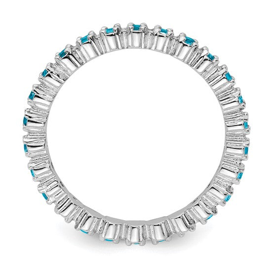 Sterling Silver Ladies Blue Topaz Eternity Ring