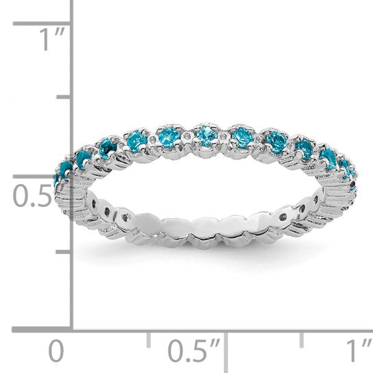 Sterling Silver Ladies Blue Topaz Eternity Ring
