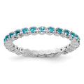 Sterling Silver Ladies Blue Topaz Eternity Ring