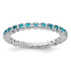 Sterling Silver Ladies Blue Topaz Eternity Ring