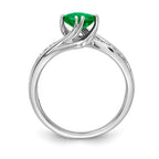 Sterling Silver Ladies Created Emerald Ring