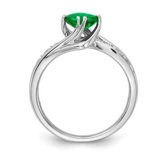 Sterling Silver Ladies Created Emerald Ring