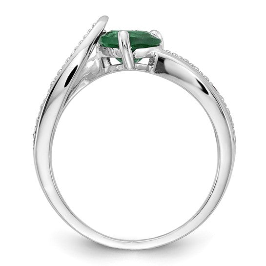 Sterling Silver Ladies Created Emerald Ring