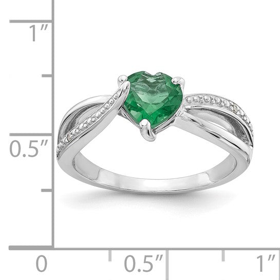 Sterling Silver Ladies Created Emerald Ring