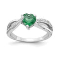 Sterling Silver Ladies Created Emerald Ring