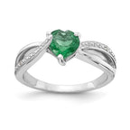 Sterling Silver Ladies Created Emerald Ring
