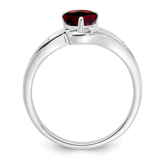 Sterling Silver Ladies Garnet Ring