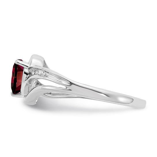 Sterling Silver Ladies Garnet Ring