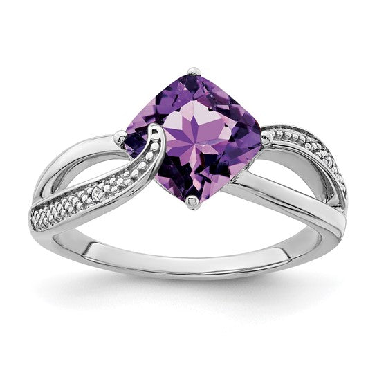 Sterling Silver Ladies Amethyst Ring
