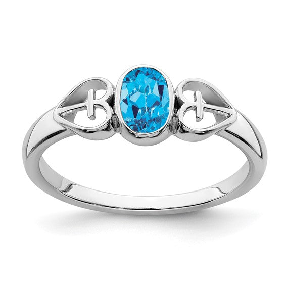 Sterling Silver Oval Blue Topaz Ring