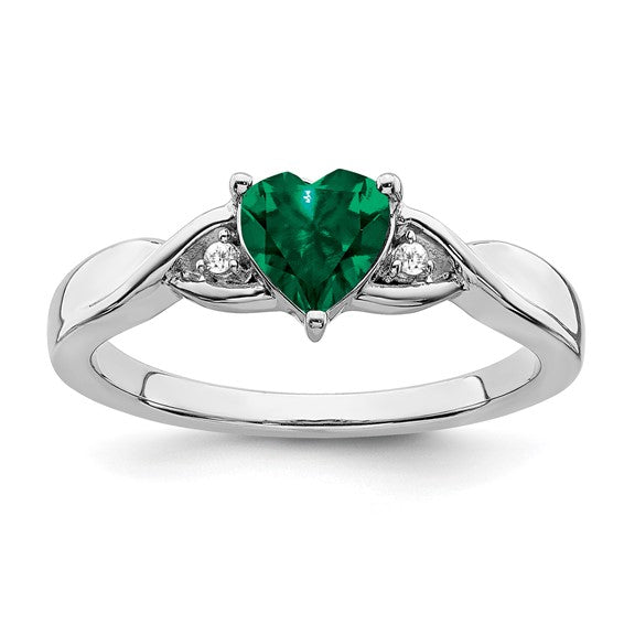 Sterling Silver Ladies Created Emerald Ring