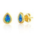 Sterling Silver GP Pear Shape Created Opal Earrings