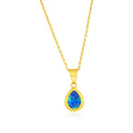 Sterling Silver GP Pear Shape Created Opal Necklace