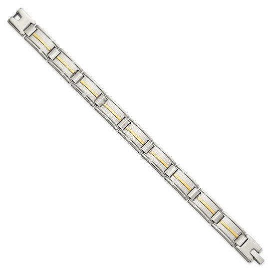 Stainless Steel & 14K Yellow Gold Link Bracelet