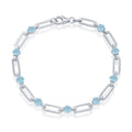 Sterling Silver Round Paperclip Bracelet - Blue Topaz