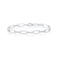 Sterling Silver Alternating Paperclip Design & CZ Bracelet