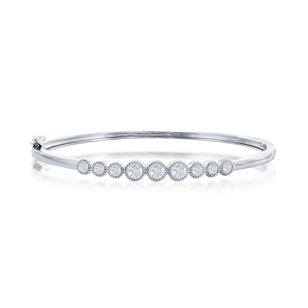 Sterling SIiver Round CZ Bangle