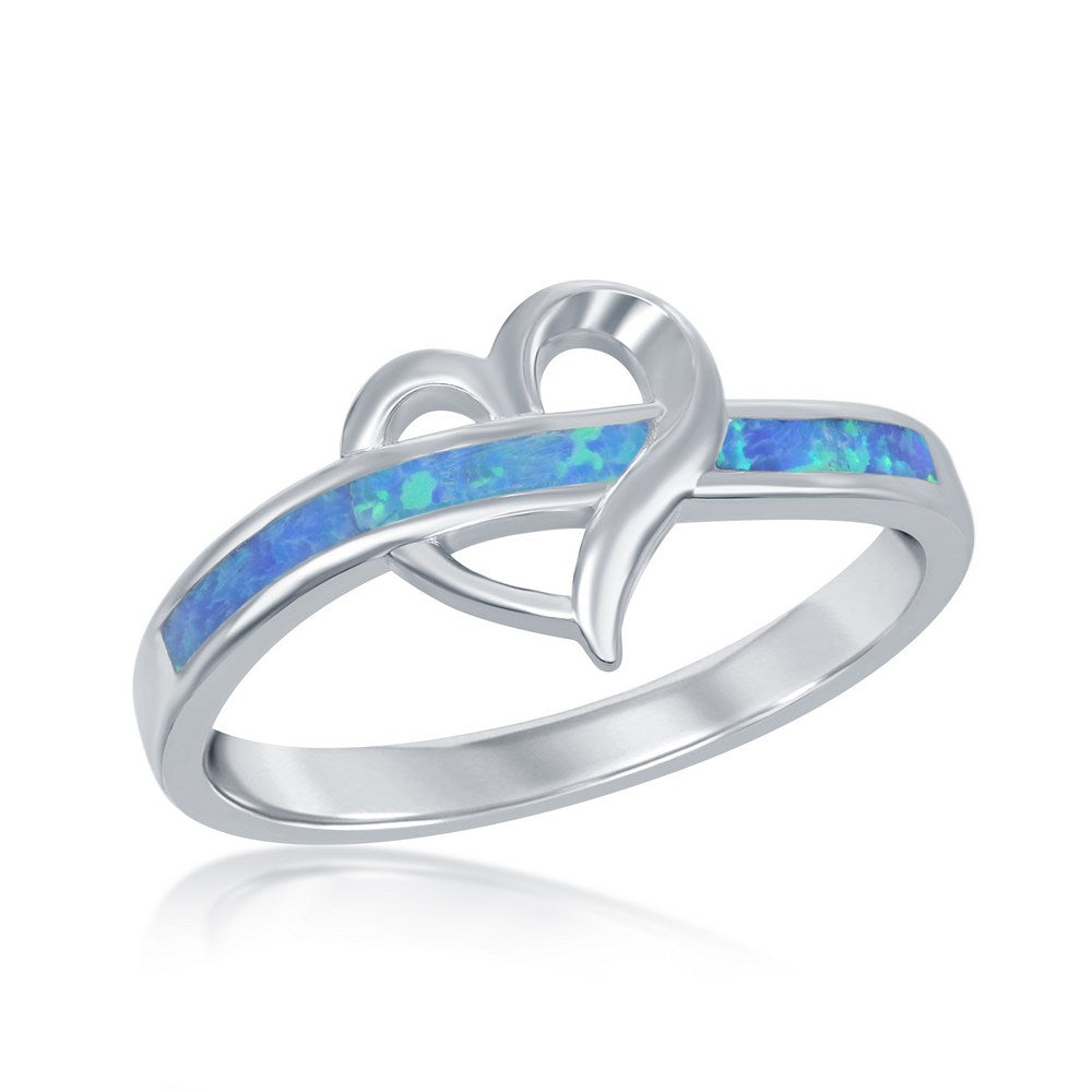 Sterling Silver Created Blue Opal Ring