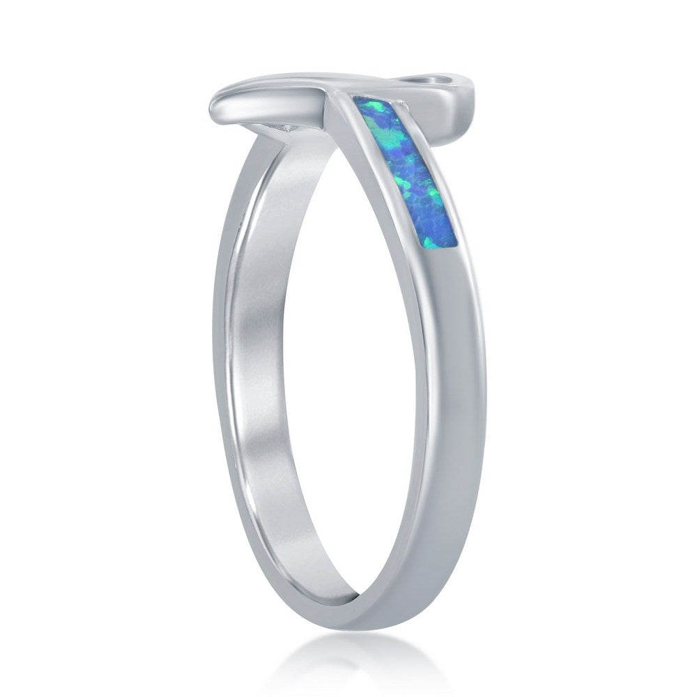 Sterling Silver Created Blue Opal Ring